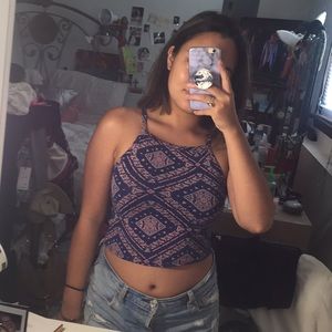 Indie patterned tank crop top